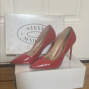Steve Madden Red Patent Pointed Toe Stiletto Heels